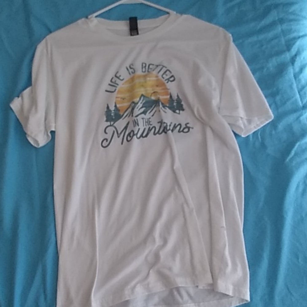 Life is better in the mountains sunrise shirt.